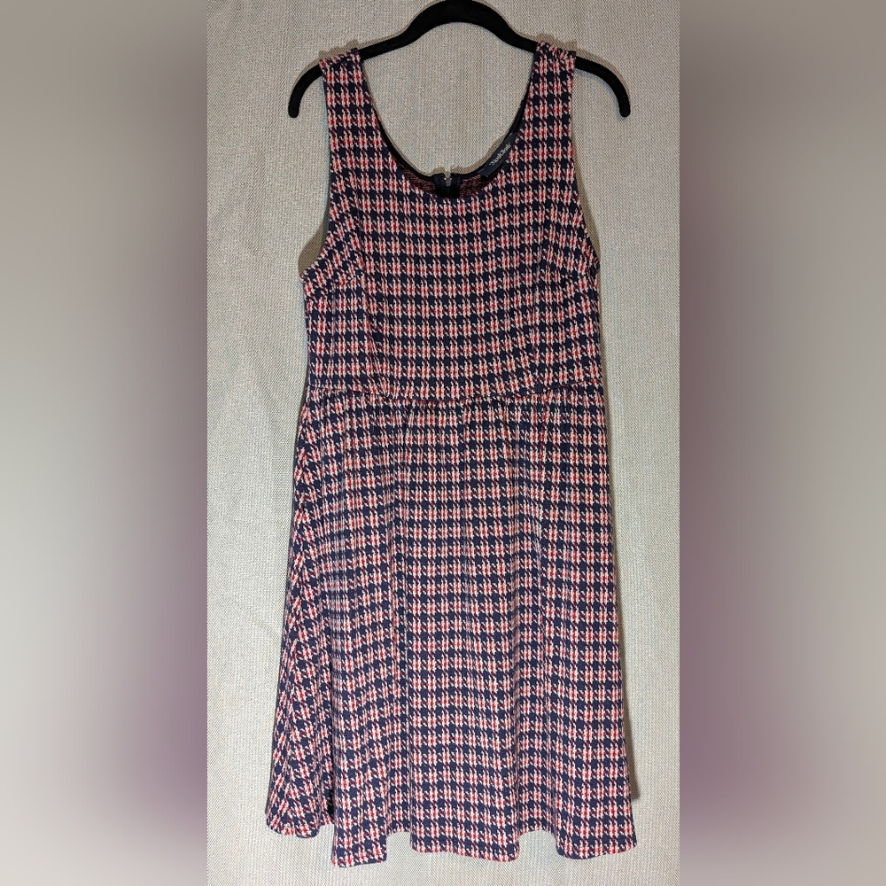 Modcloth Red And Navy Checkered Mini Dress